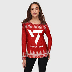 Лонгслив женский Новогодний Seventeen с оленями, цвет: 3D-принт — фото 2
