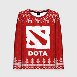 Лонгслив женский Новогодний Dota с оленями, цвет: 3D-принт