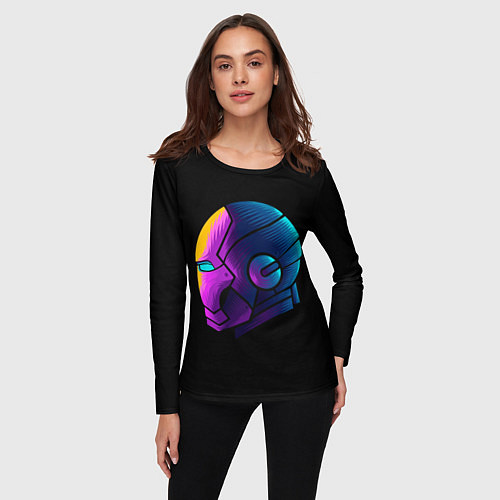 Женский лонгслив Неоновый железный человек / 3D-принт – фото 3