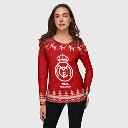 Лонгслив женский Новогодний Real Madrid с оленями, цвет: 3D-принт — фото 2