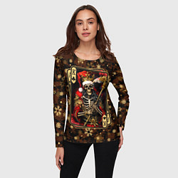 Лонгслив женский Карточный король-скелет в костюме Санты, цвет: 3D-принт — фото 2