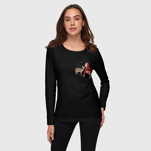 Женский лонгслив Снегурочка в красном / 3D-принт – фото 3