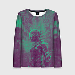 Лонгслив женский Киборг в пурпурных тонах, цвет: 3D-принт