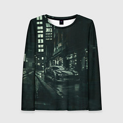 Лонгслив женский Спорткар на тёмной улице, цвет: 3D-принт