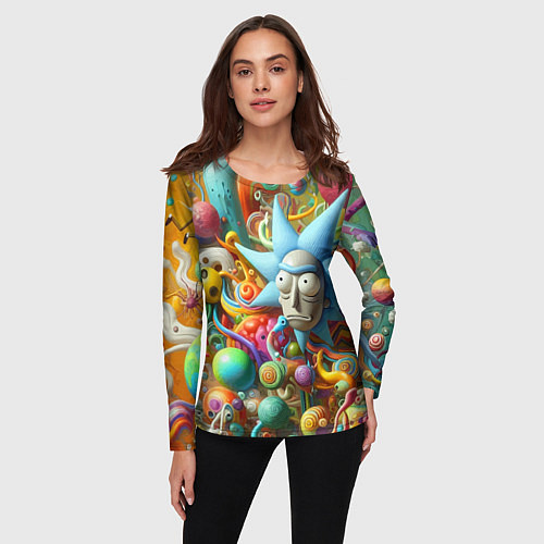 Женский лонгслив Рик Санчес - абстракция / 3D-принт – фото 3