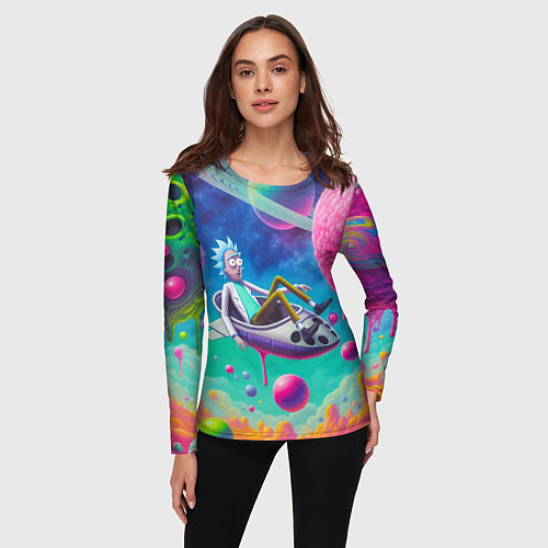 Женский лонгслив Рик в космической лодке - сюрреализм / 3D-принт – фото 3