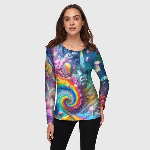 Женский лонгслив Абстрактное граффити с лицом девушки / 3D-принт – фото 3