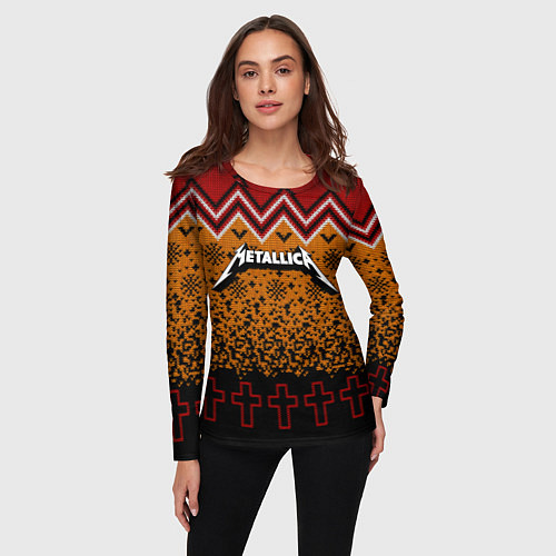 Женский лонгслив Metallica christmas ugly sweater / 3D-принт – фото 3