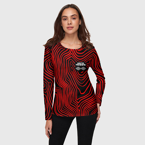 Женский лонгслив Arctic Monkeys - красные линии / 3D-принт – фото 3