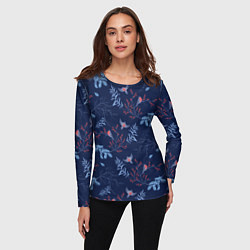 Лонгслив женский Зимние ветки и птицы, цвет: 3D-принт — фото 2