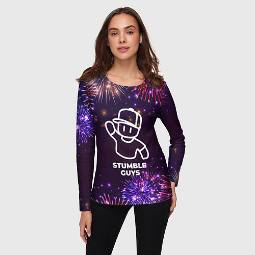 Женский лонгслив Праздничный Stumble Guys / 3D-принт – фото 3