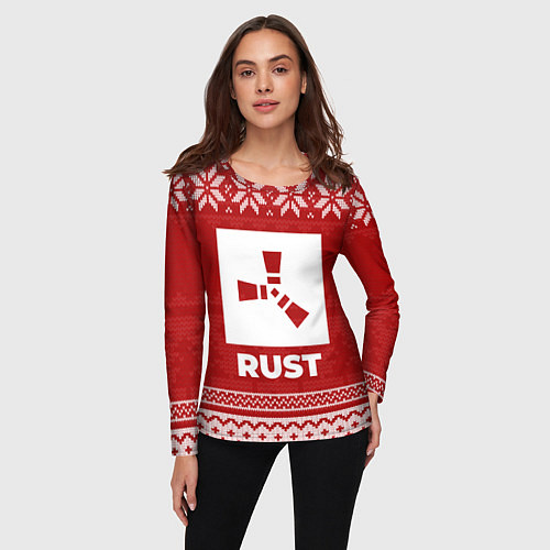 Женский лонгслив Новогодний Rust / 3D-принт – фото 3