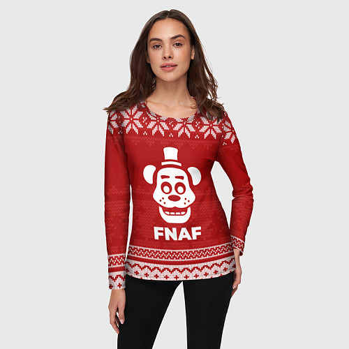 Женский лонгслив Новогодний FNAF / 3D-принт – фото 3