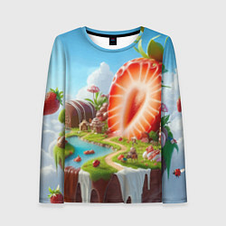 Женский лонгслив Клубничная планета - нейроарт фантазия