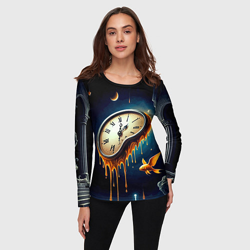 Женский лонгслив Течение времени - сюрреализм / 3D-принт – фото 3