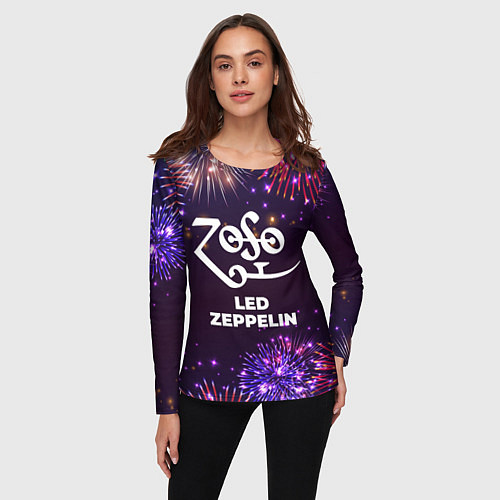 Женский лонгслив Праздничный Led Zeppelin / 3D-принт – фото 3