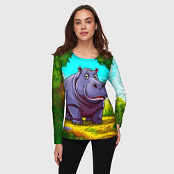 Лонгслив женский Гиппопотамчик, цвет: 3D-принт — фото 2