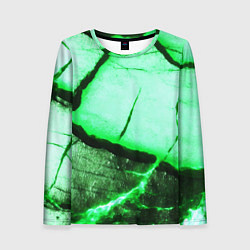 Лонгслив женский Трещины на абстрактном зелёном фоне, цвет: 3D-принт