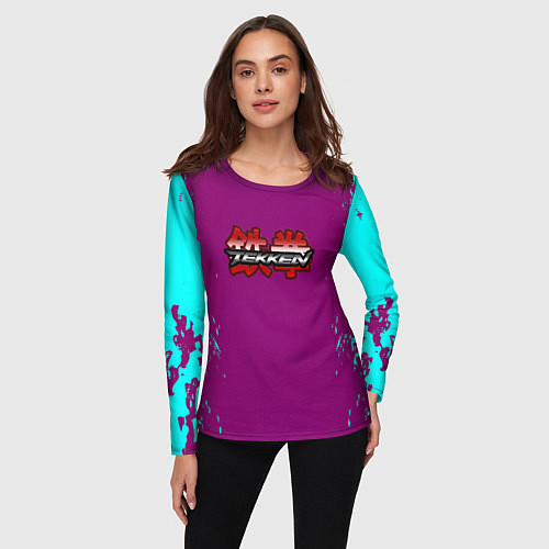 Женский лонгслив Tekken краски неон / 3D-принт – фото 3