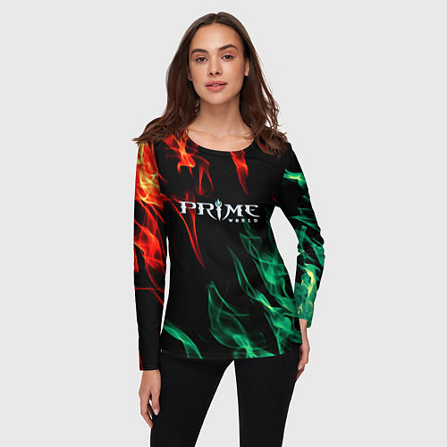 Женский лонгслив Prima world flame / 3D-принт – фото 3