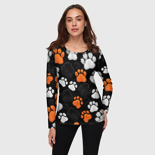 Женский лонгслив Мохнатые лапки / 3D-принт – фото 3