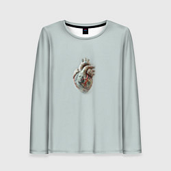 Лонгслив женский Сердце из денег доллар с сосудами, цвет: 3D-принт
