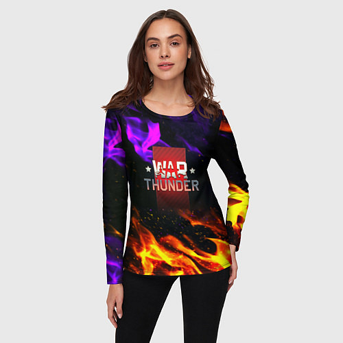 Женский лонгслив Warthunder neon flame / 3D-принт – фото 3