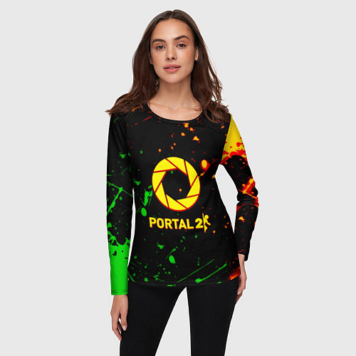 Женский лонгслив Portal кислотные краски / 3D-принт – фото 3
