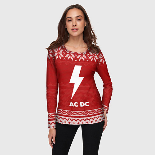 Женский лонгслив Новогодний AC DC / 3D-принт – фото 3