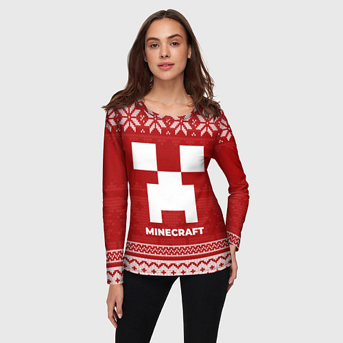 Женский лонгслив Новогодний Minecraft / 3D-принт – фото 3
