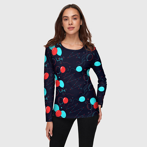 Женский лонгслив Воздушные шары для праздника / 3D-принт – фото 3
