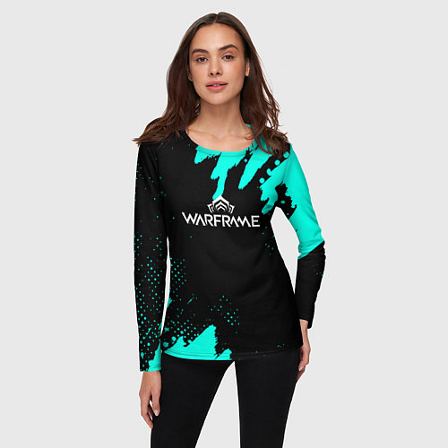 Женский лонгслив Warframe краски голубые / 3D-принт – фото 3