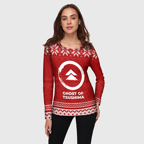 Женский лонгслив Новогодний Ghost of Tsushima / 3D-принт – фото 3