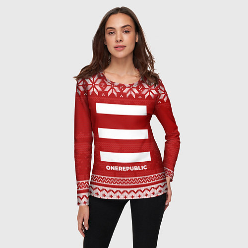 Женский лонгслив Новогодний OneRepublic / 3D-принт – фото 3