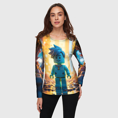 Женский лонгслив Роблокс таинственный человечек / 3D-принт – фото 3