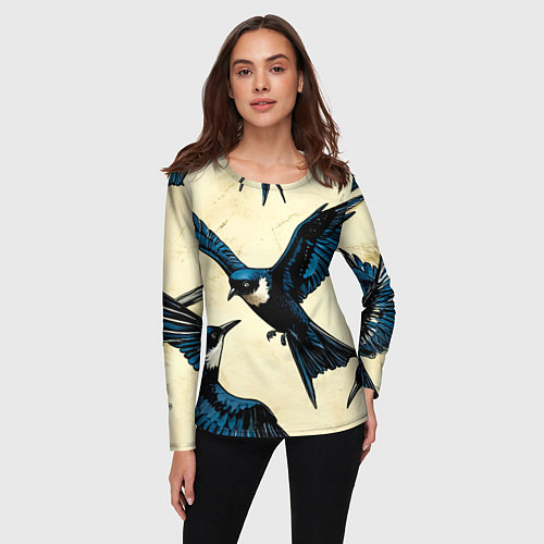Женский лонгслив Ласточки / 3D-принт – фото 3