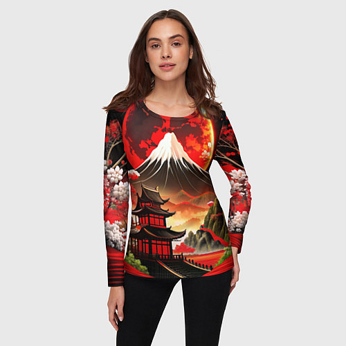 Женский лонгслив Коллаж Японской природы / 3D-принт – фото 3
