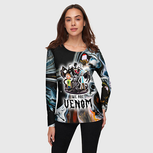 Женский лонгслив Морти и Рик под властью ядовитой слизи - коллаба / 3D-принт – фото 3