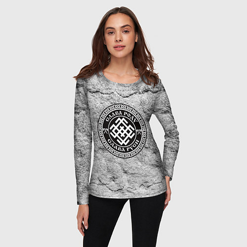 Женский лонгслив Белобог - слава роду / 3D-принт – фото 3