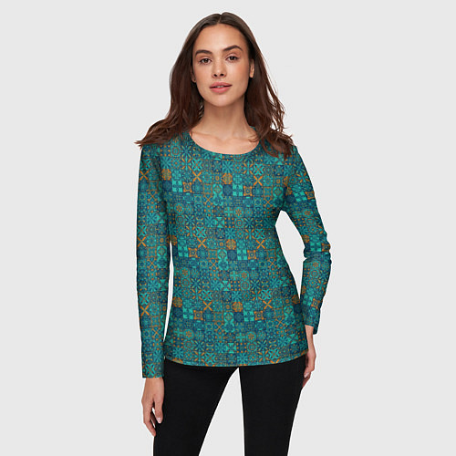 Женский лонгслив Узор из плиток / 3D-принт – фото 3