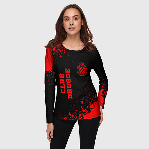 Женский лонгслив Club Brugge - red gradient вертикально / 3D-принт – фото 3