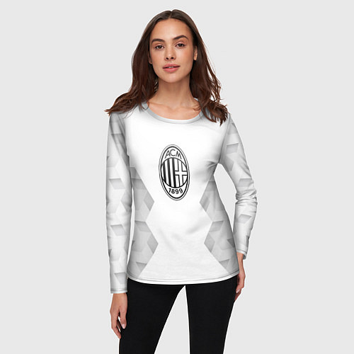 Женский лонгслив AC Milan white poly / 3D-принт – фото 3