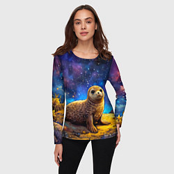 Лонгслив женский Тюлень в космосе, цвет: 3D-принт — фото 2