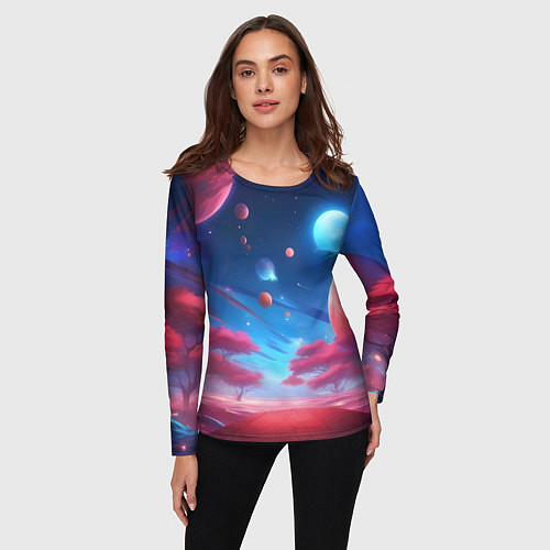 Женский лонгслив Красный лес / 3D-принт – фото 3
