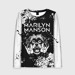 Лонгслив женский Marilyn Manson рок пес, цвет: 3D-принт