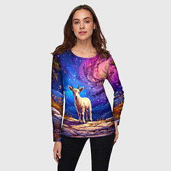 Лонгслив женский Козлик на звездом небе, цвет: 3D-принт — фото 2