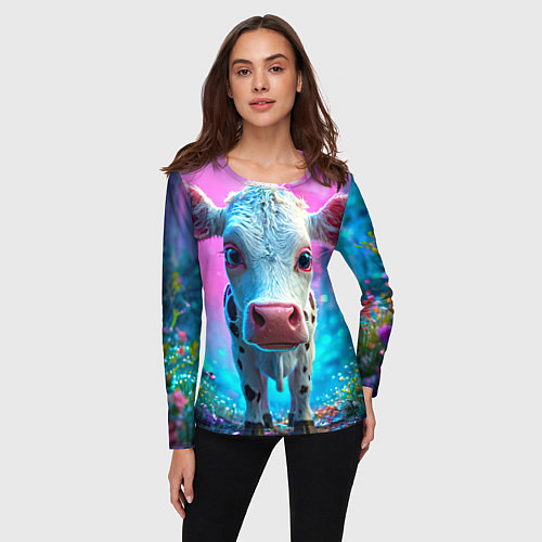 Женский лонгслив Коровка в сказочном лесу / 3D-принт – фото 3
