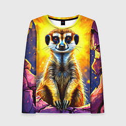 Лонгслив женский Сурикат в яркиз лучах солнца, цвет: 3D-принт