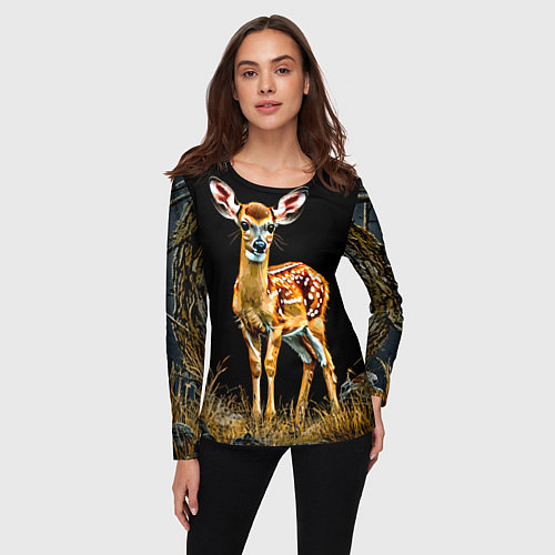 Женский лонгслив Олень в ночи / 3D-принт – фото 3