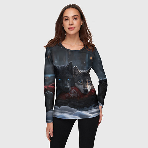 Женский лонгслив Love wolfs / 3D-принт – фото 3